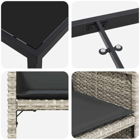 3379992 9 Set de masă pentru grădină 5 pcs Gri deschis Rattan poli 3379992 9