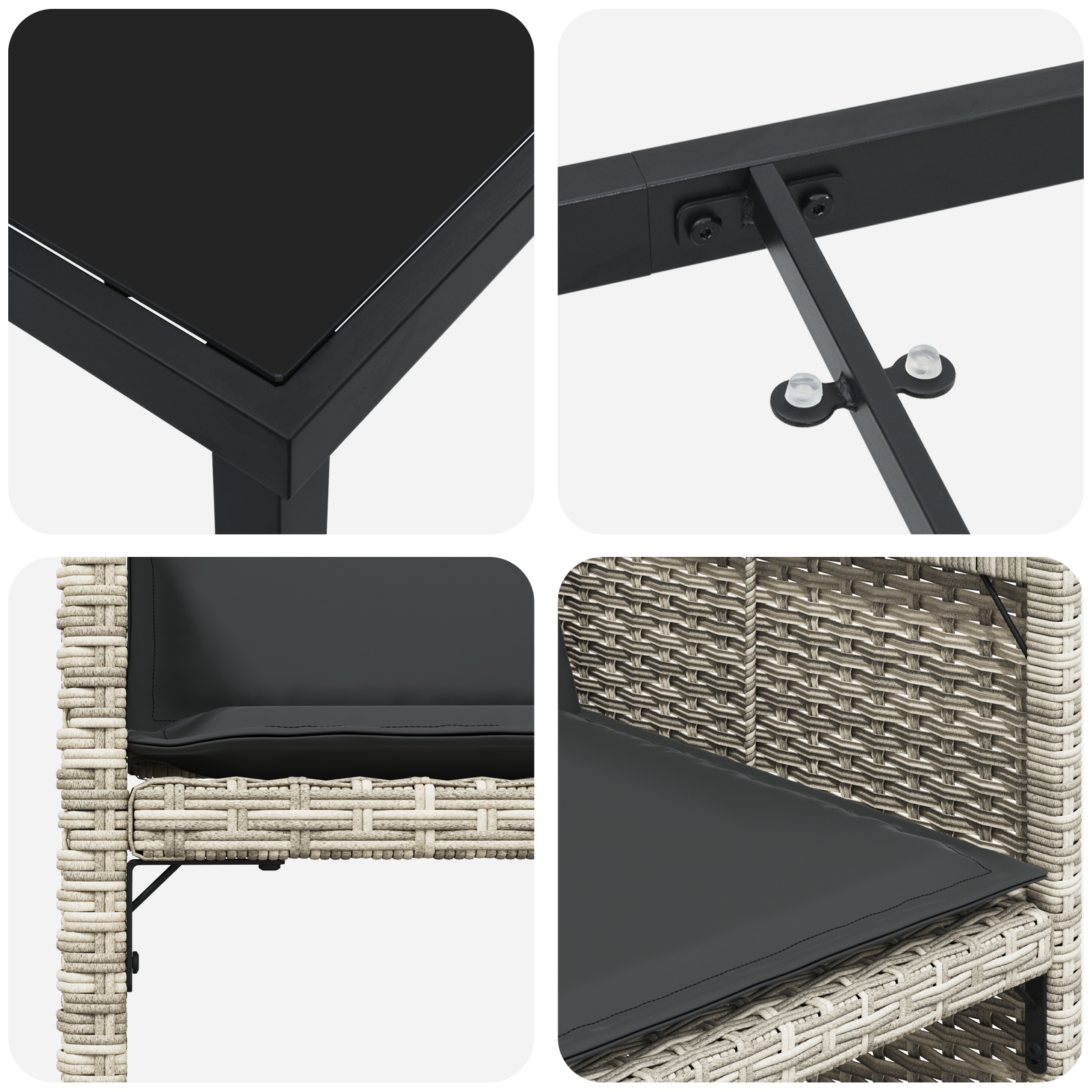 3379992 9 Set de masă pentru grădină 5 pcs Gri deschis Rattan poli Set de masă pentru grădină 5 pcs Gri deschis Rattan poli - imagine 9