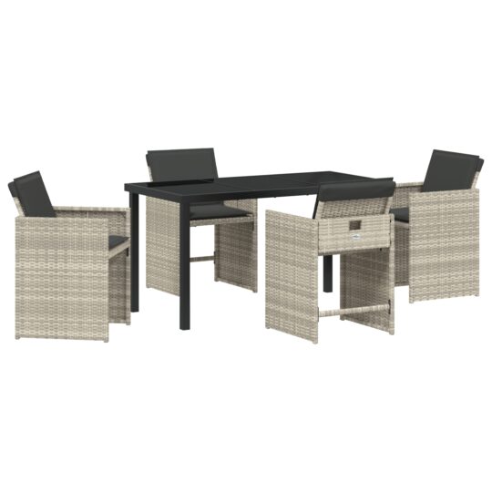 Alternative view of Set de masă pentru grădină 5 pcs Gri deschis Rattan poli