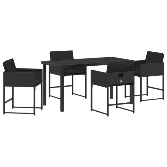 Alternative view of Set de masă pentru grădină cu pernă 5 pcs Negru Rattan poli