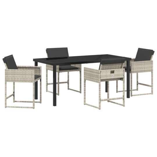 Alternative view of Set de masă pentru grădină 5 pcs Gri deschis Rattan poli