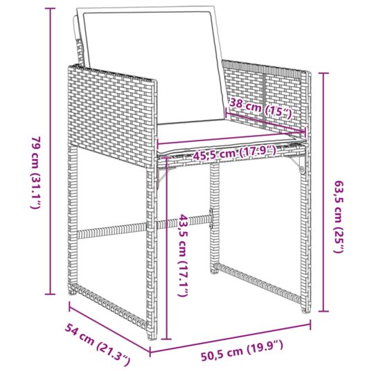 3380029 10 Set de masă pentru grădină cu pernă 5 pcs Bej Rattan poli 3380029 10