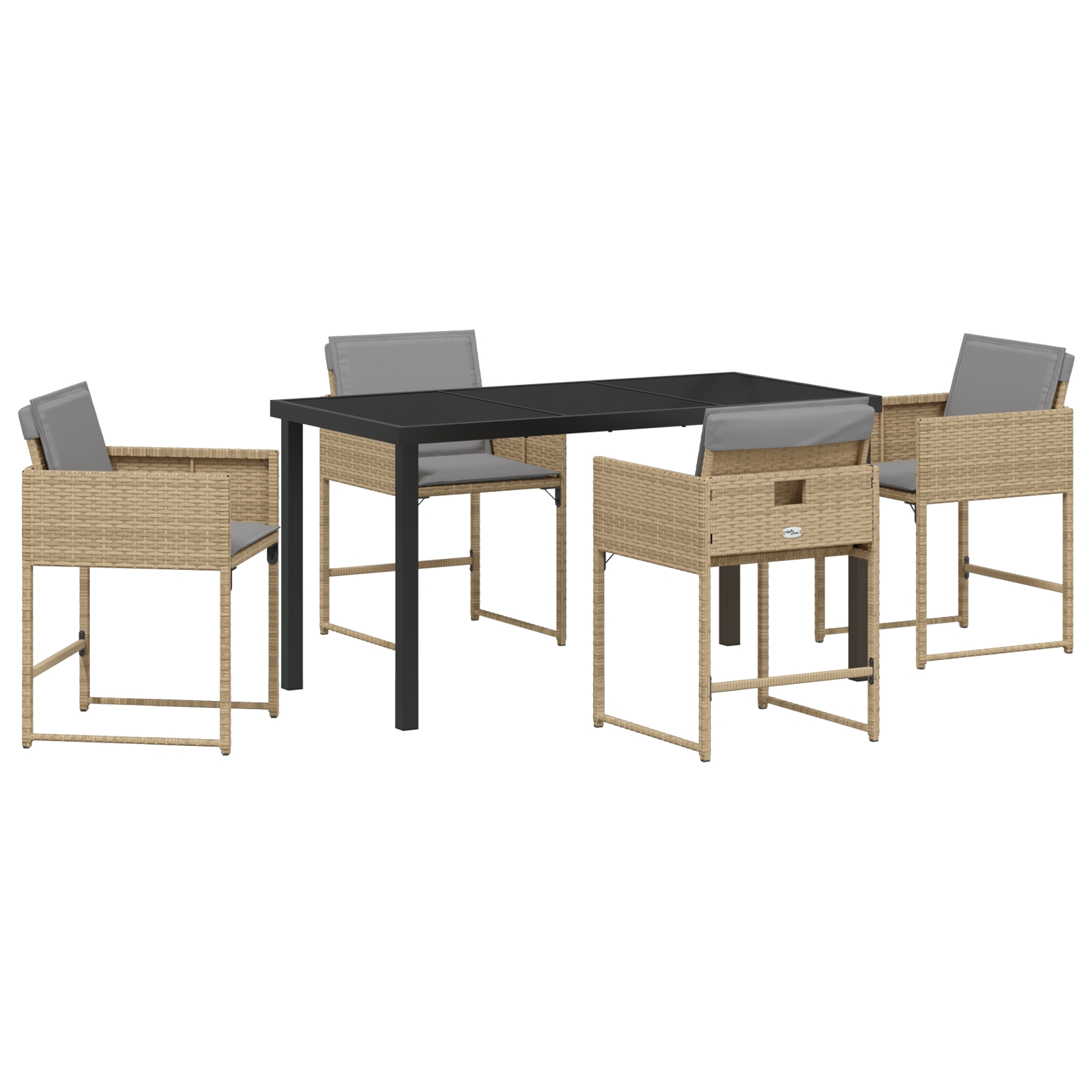 3380029 2 Set de masă pentru grădină cu pernă 5 pcs Bej Rattan poli Set de masă pentru grădină cu pernă 5 pcs Bej Rattan poli - imagine 2