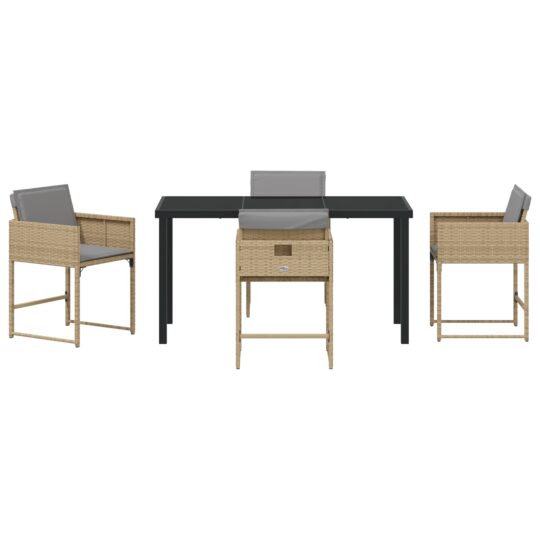 3380029 7 Set de masă pentru grădină cu pernă 5 pcs Bej Rattan poli 3380029 7