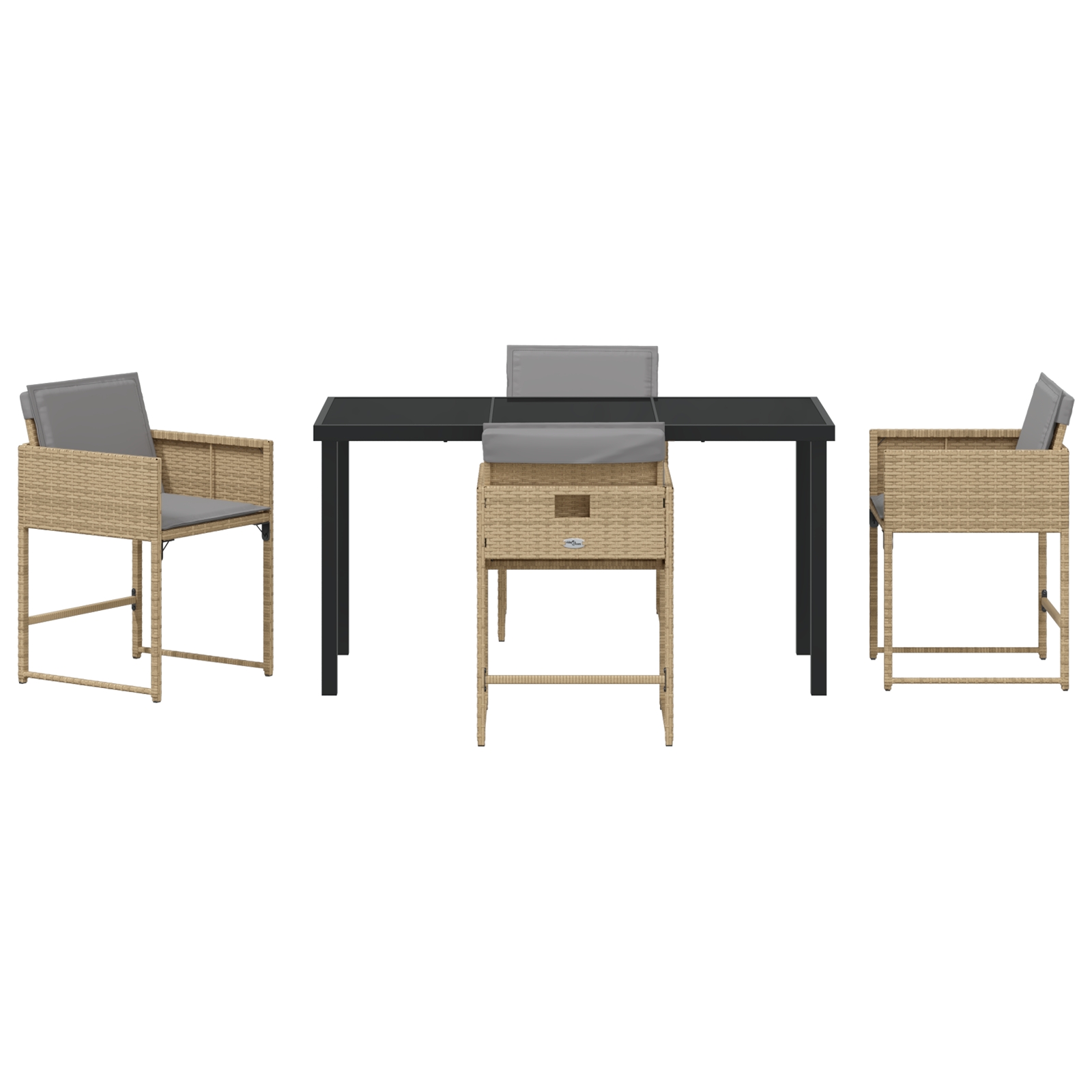 3380029 7 Set de masă pentru grădină cu pernă 5 pcs Bej Rattan poli Set de masă pentru grădină cu pernă 5 pcs Bej Rattan poli - imagine 7