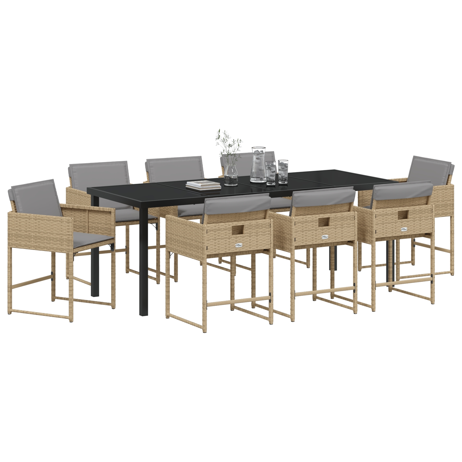 3380031 3 Set de Mese pentru Grădină cu Perne Rattan Polimerizat Bej Set de Mese pentru Grădină cu Perne Rattan Polimerizat Bej - imagine 3