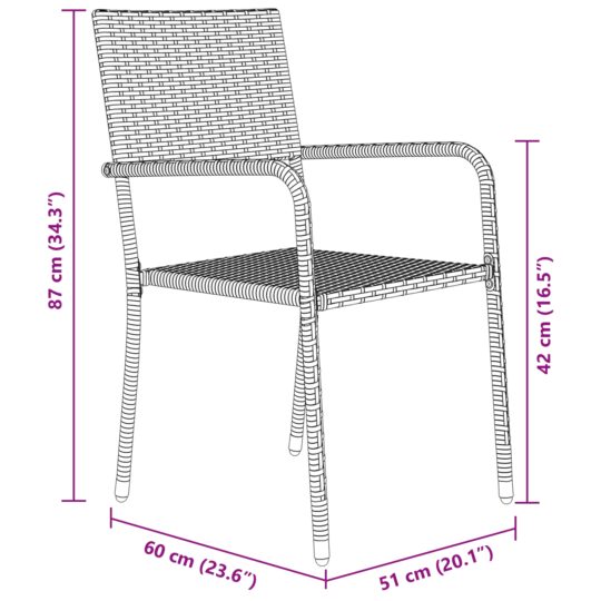 3380036 10 Set de masă pentru grădină 3 pcs Negru Rattan poli 3380036 10