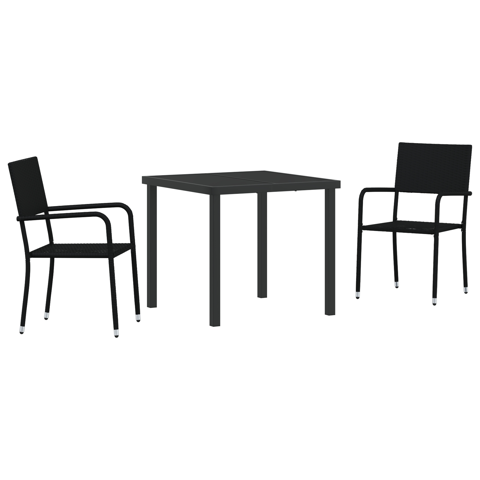 3380036 2 Set de masă pentru grădină 3 pcs Negru Rattan poli Set de masă pentru grădină 3 pcs Negru Rattan poli - imagine 2