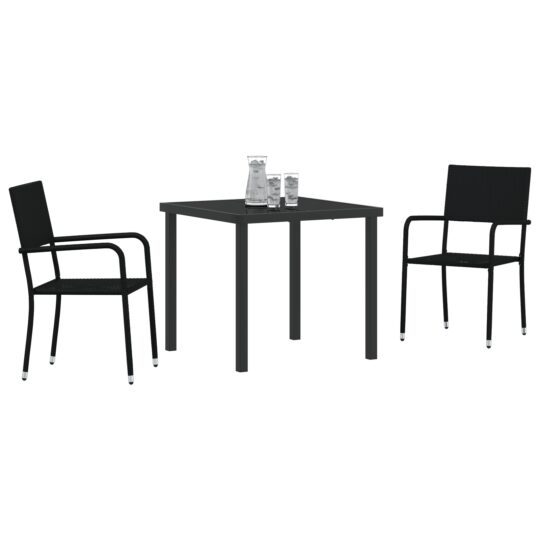 3380036 3 Set de masă pentru grădină 3 pcs Negru Rattan poli 3380036 3
