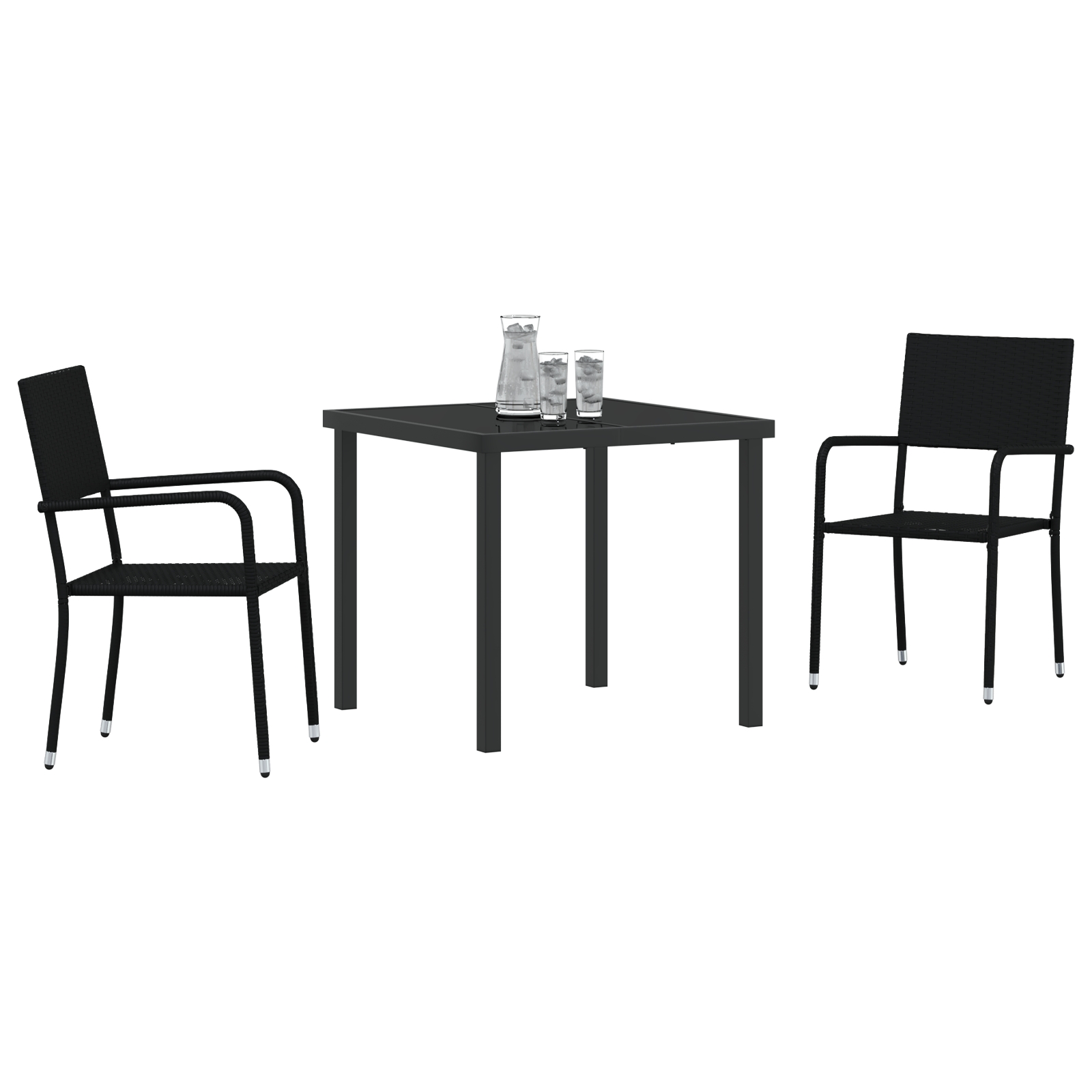3380036 3 Set de masă pentru grădină 3 pcs Negru Rattan poli Set de masă pentru grădină 3 pcs Negru Rattan poli - imagine 3