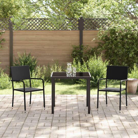 3380036 4 Set de masă pentru grădină 3 pcs Negru Rattan poli 3380036 4