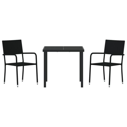 3380036 7 Set de masă pentru grădină 3 pcs Negru Rattan poli 3380036 7