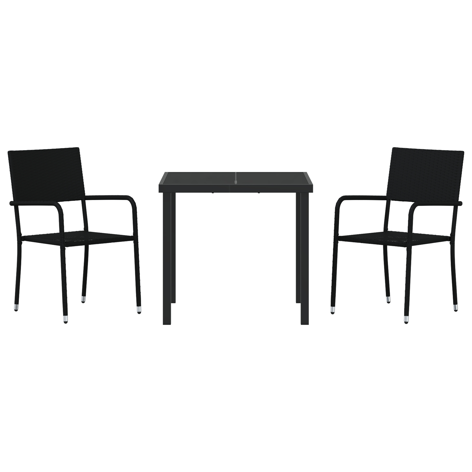 3380036 7 Set de masă pentru grădină 3 pcs Negru Rattan poli Set de masă pentru grădină 3 pcs Negru Rattan poli - imagine 7