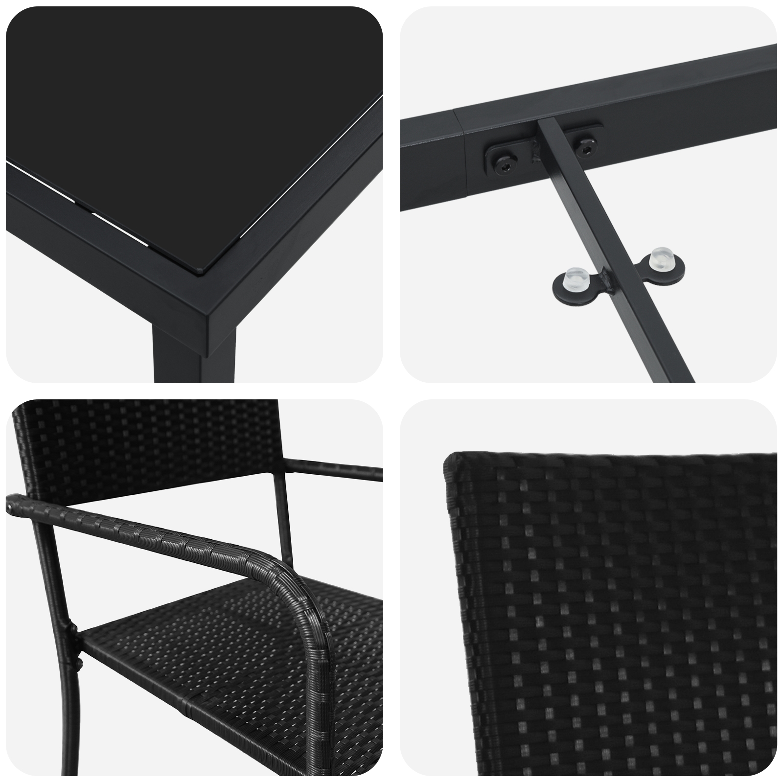 3380036 9 Set de masă pentru grădină 3 pcs Negru Rattan poli Set de masă pentru grădină 3 pcs Negru Rattan poli - imagine 9