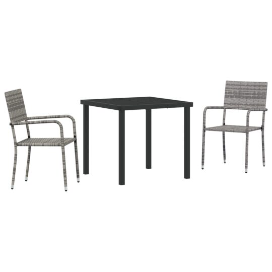 Alternative view of Set de masă pentru grădină 3 pcs Gri Rattan poli