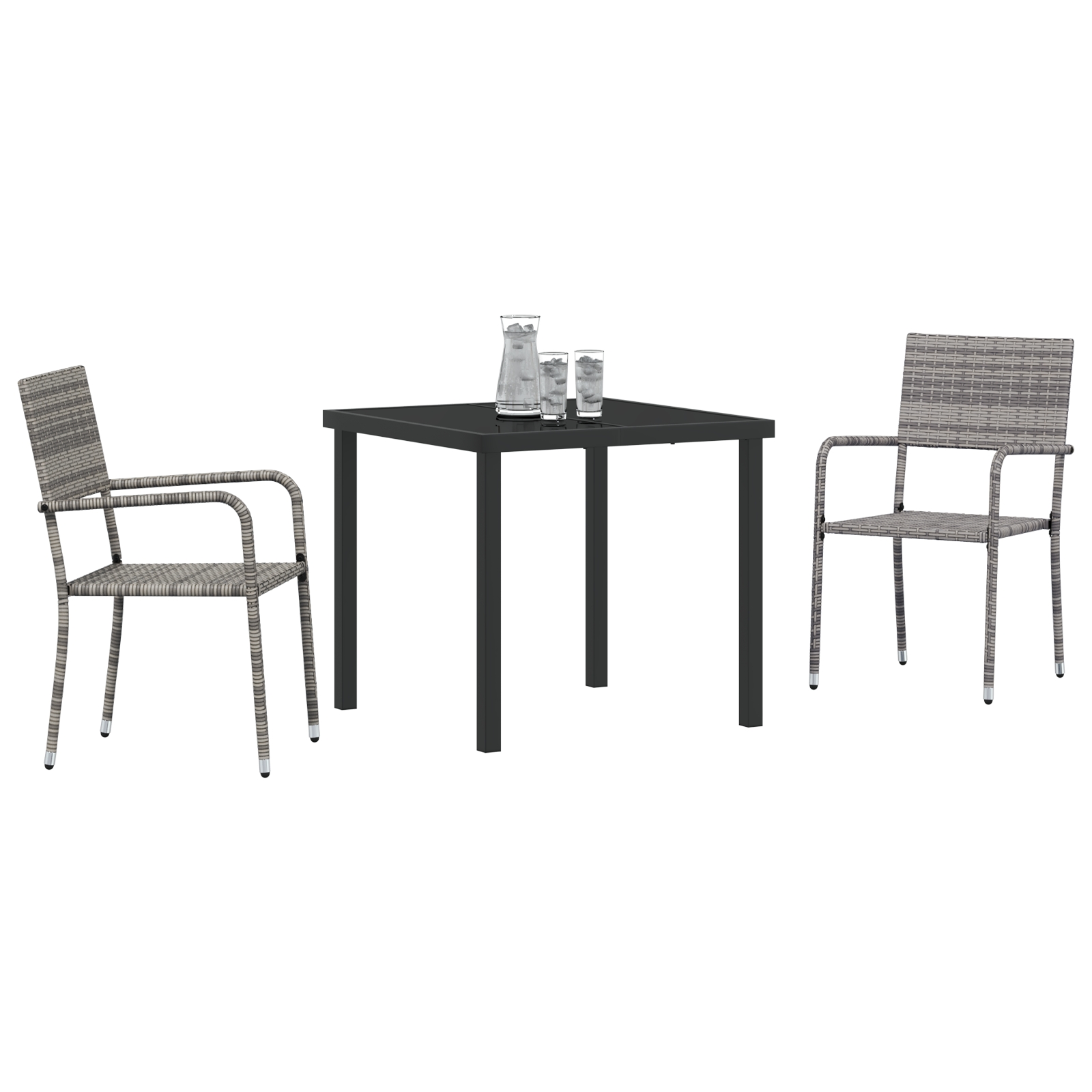 3380043 3 Set de masă pentru grădină 3 pcs Gri Rattan poli Set de masă pentru grădină 3 pcs Gri Rattan poli - imagine 3