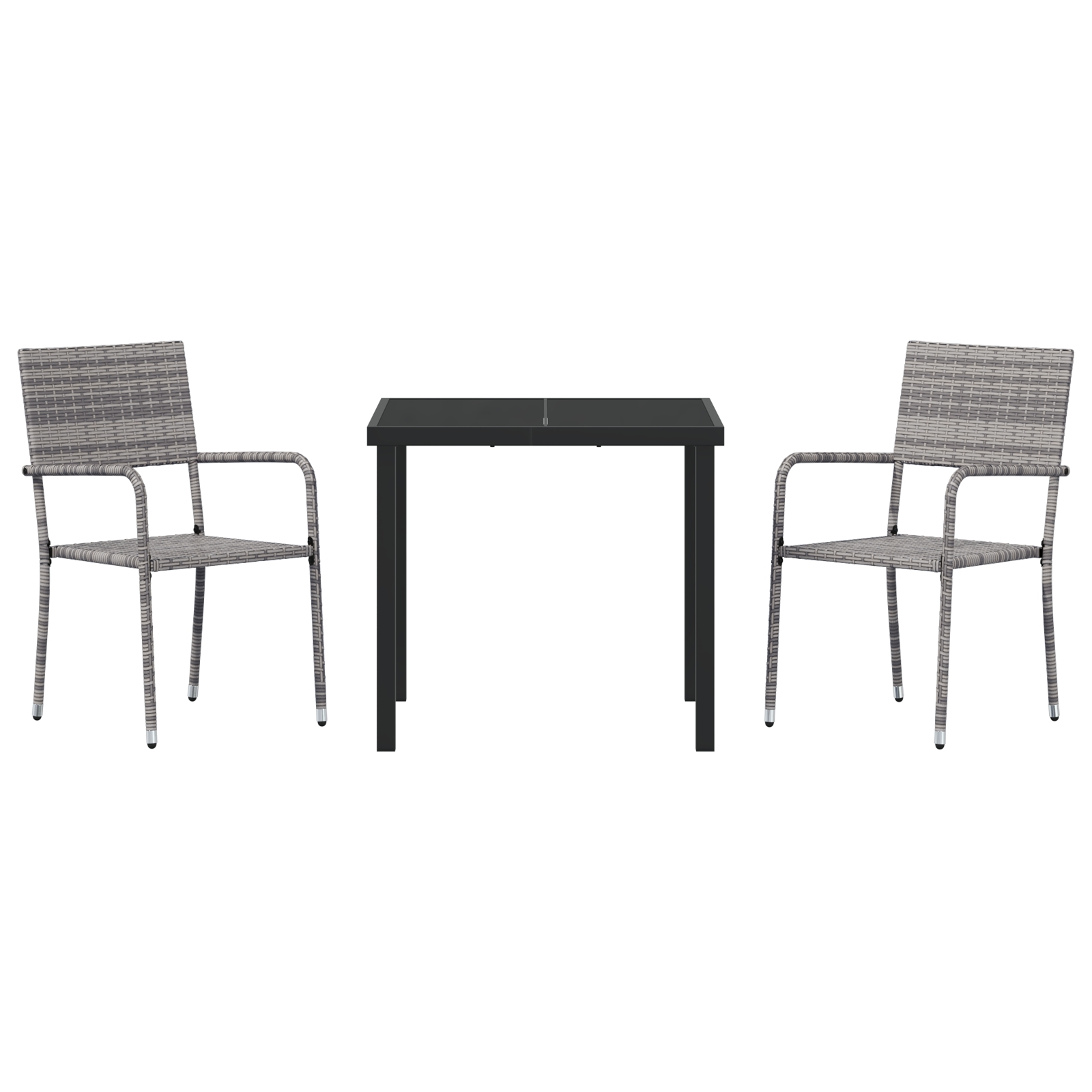 3380043 7 Set de masă pentru grădină 3 pcs Gri Rattan poli Set de masă pentru grădină 3 pcs Gri Rattan poli - imagine 7