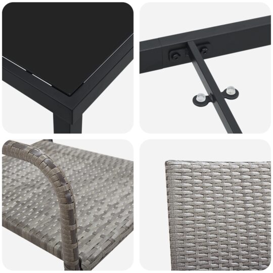 3380043 9 Set de masă pentru grădină 3 pcs Gri Rattan poli 3380043 9