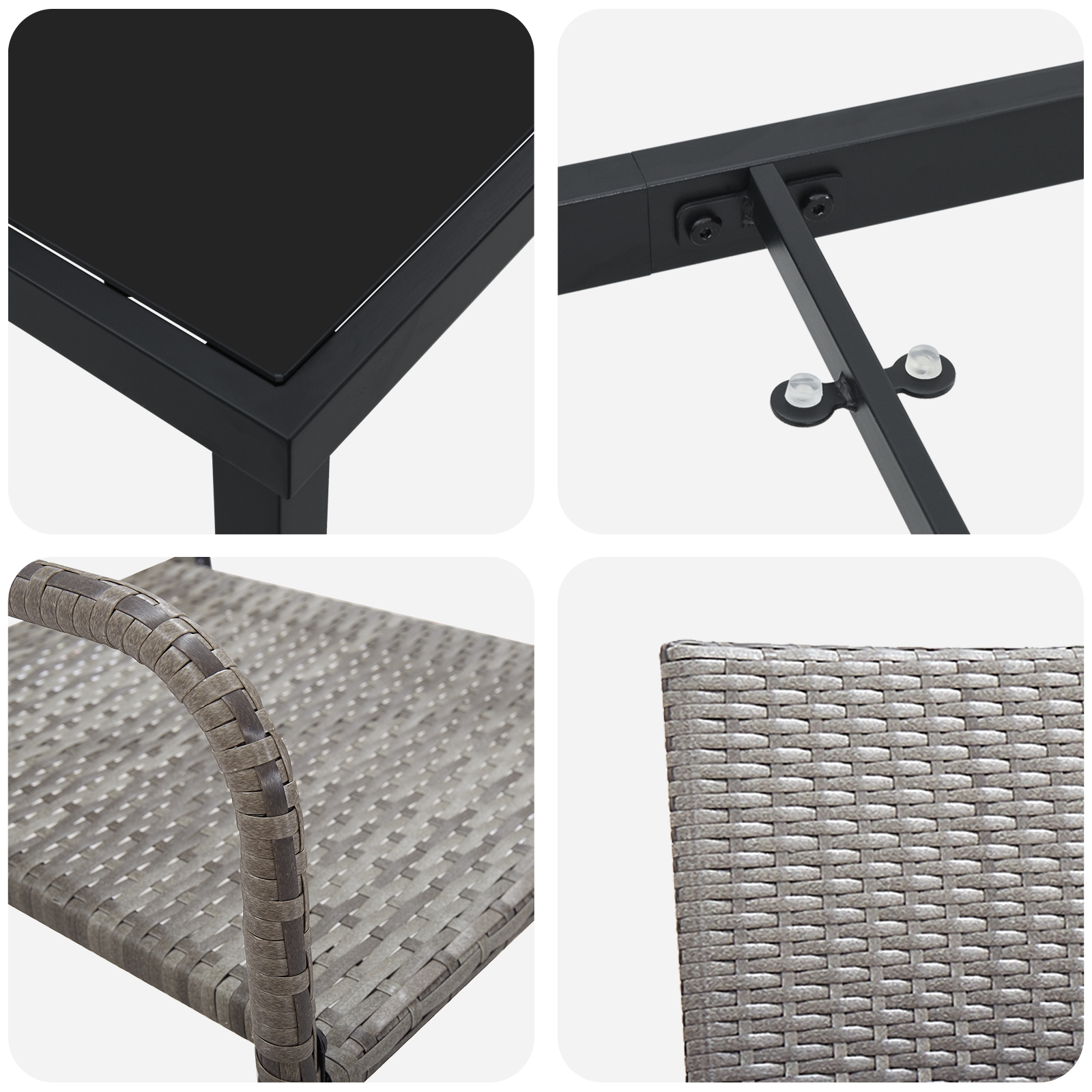 3380043 9 Set de masă pentru grădină 3 pcs Gri Rattan poli Set de masă pentru grădină 3 pcs Gri Rattan poli - imagine 9