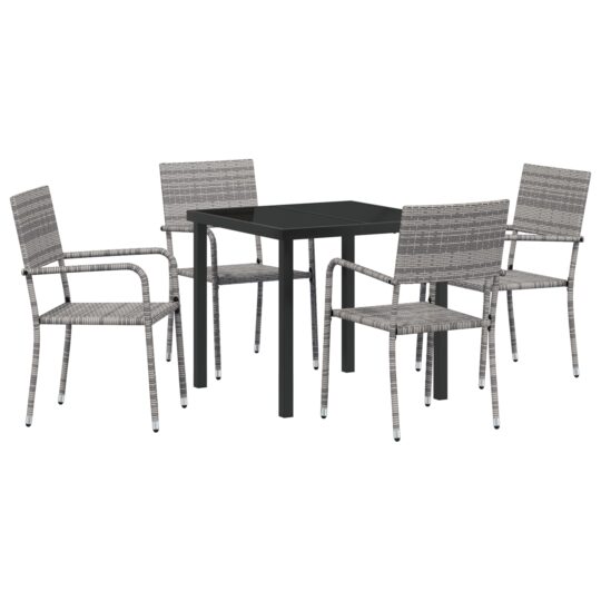 Alternative view of Set de masă pentru grădină 5 pcs Gri Rattan poli