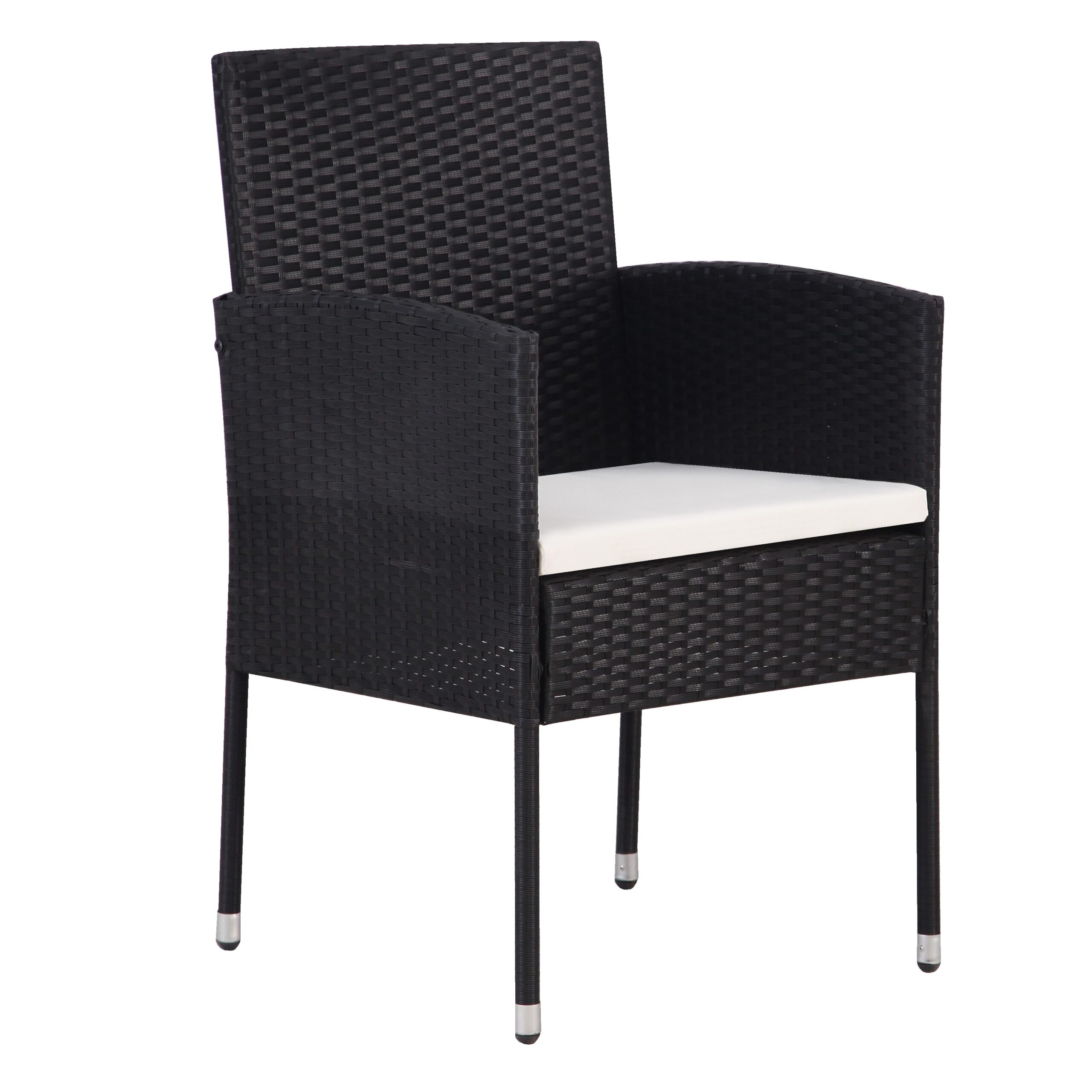 Set de masă pentru grădină cu pernă 3 pcs Negru Rattan poli - imagine 6