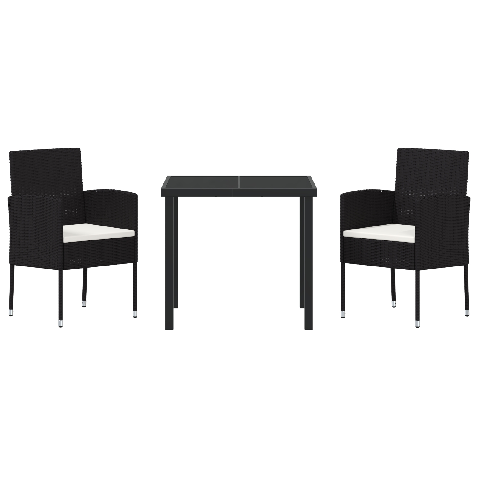 Set de masă pentru grădină cu pernă 3 pcs Negru Rattan poli - imagine 7
