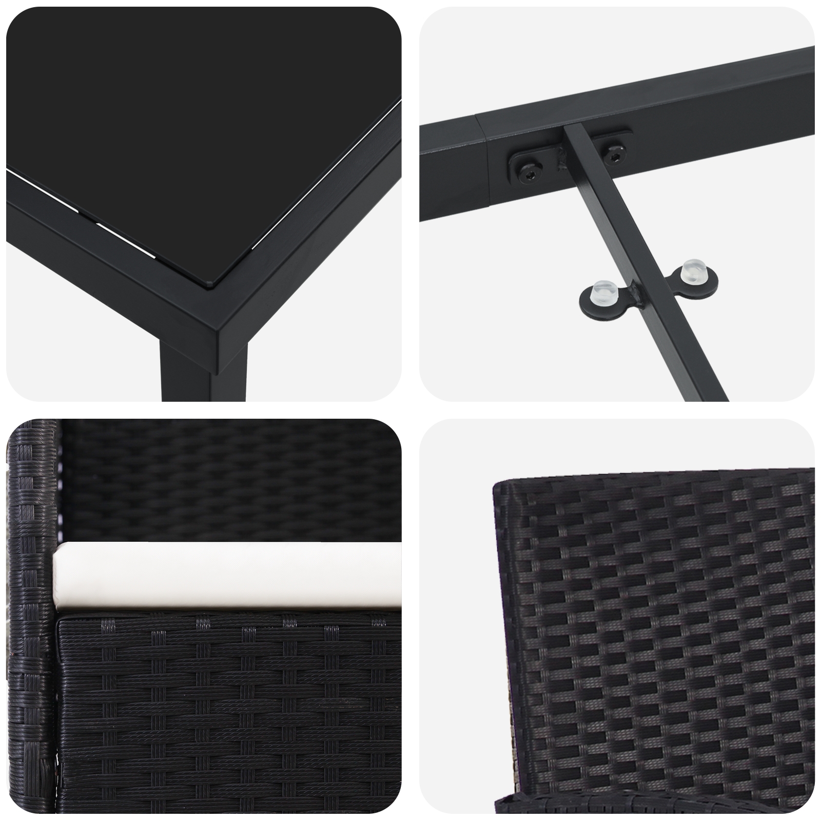 Set de masă pentru grădină cu pernă 3 pcs Negru Rattan poli - imagine 9