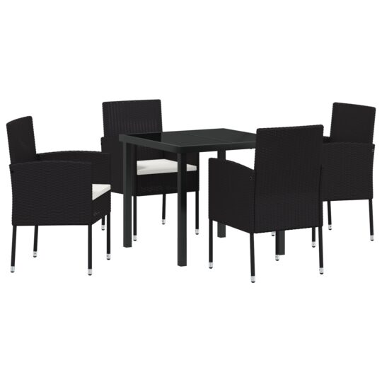 Alternative view of Set de masă pentru grădină cu pernă 5 pcs Negru Rattan poli