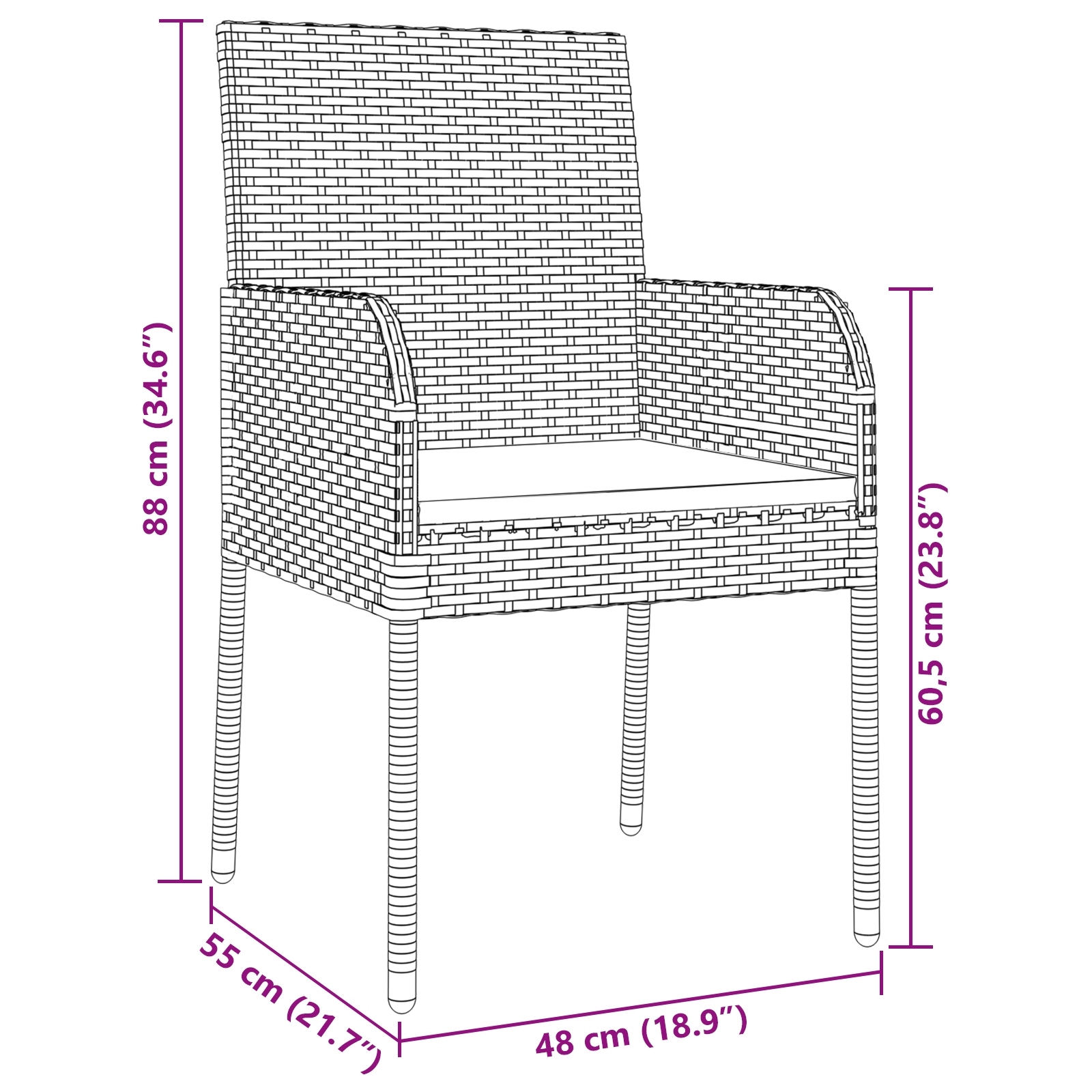 Set de masă pentru grădină cu pernă 5 pcs Negru Rattan poli - imagine 10