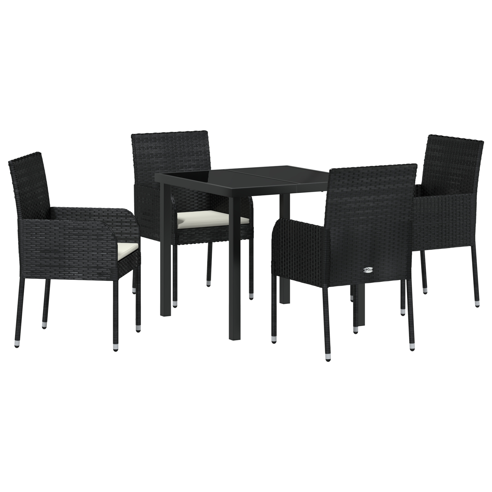 Set de masă pentru grădină cu pernă 5 pcs Negru Rattan poli - imagine 2