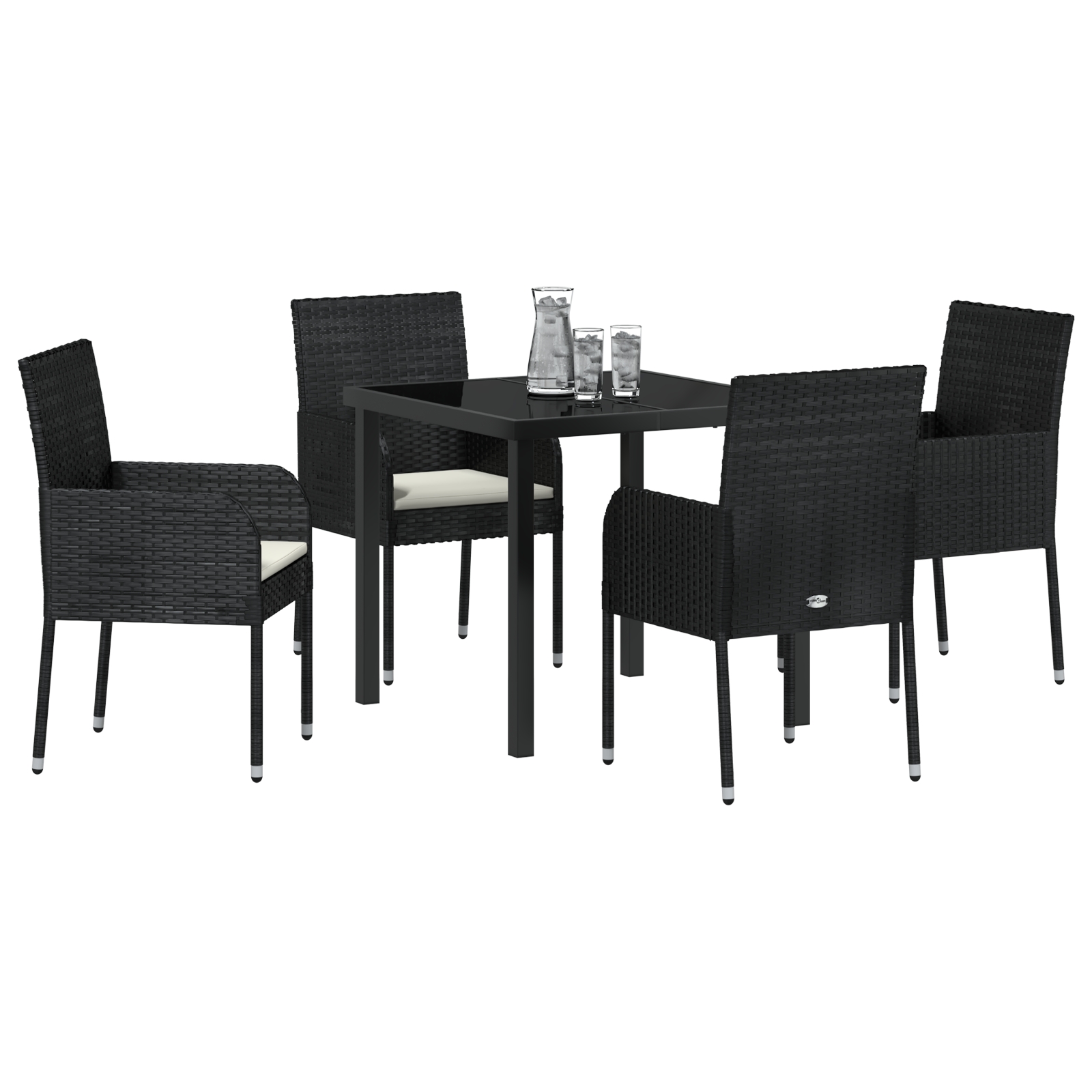 Set de masă pentru grădină cu pernă 5 pcs Negru Rattan poli - imagine 3