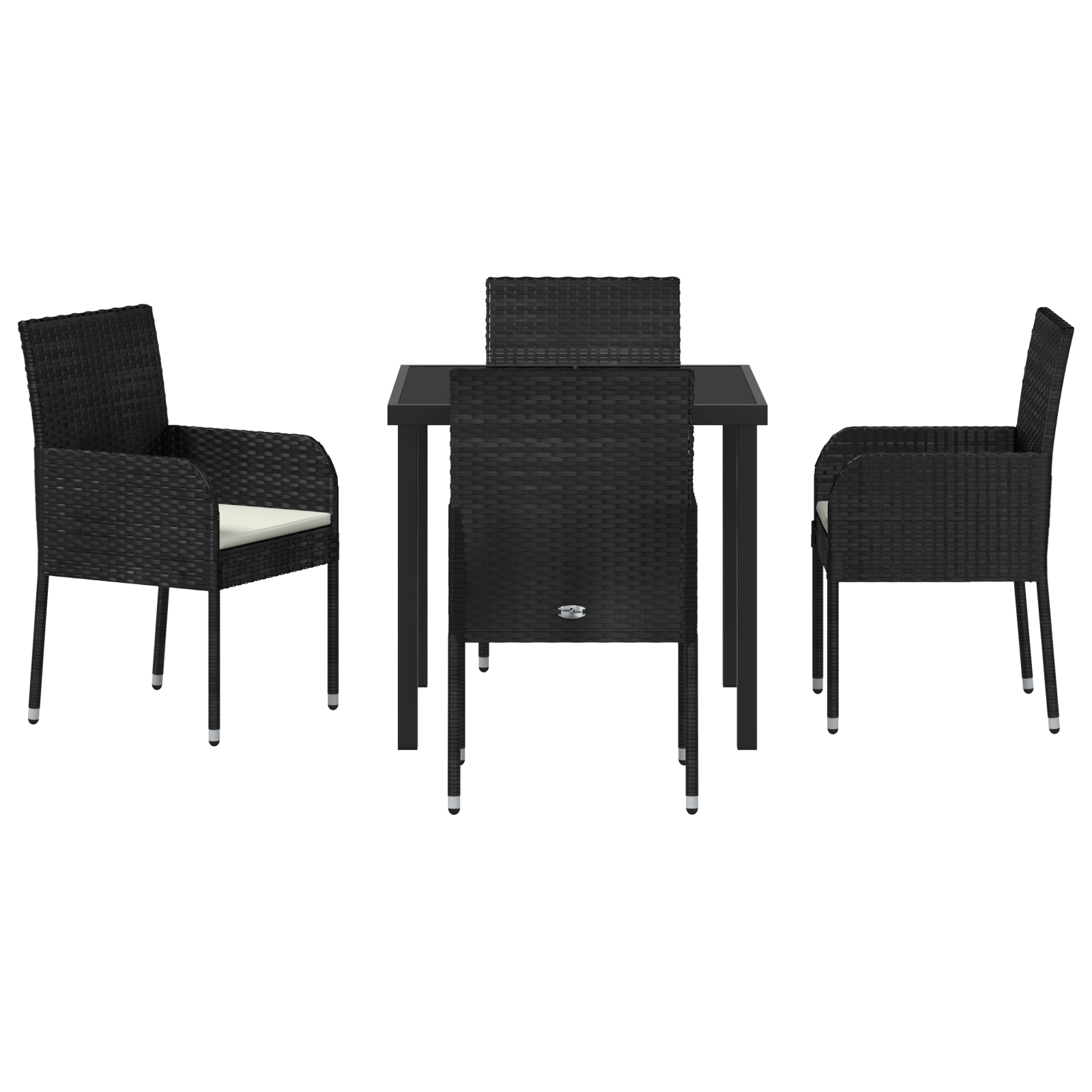 Set de masă pentru grădină cu pernă 5 pcs Negru Rattan poli - imagine 7