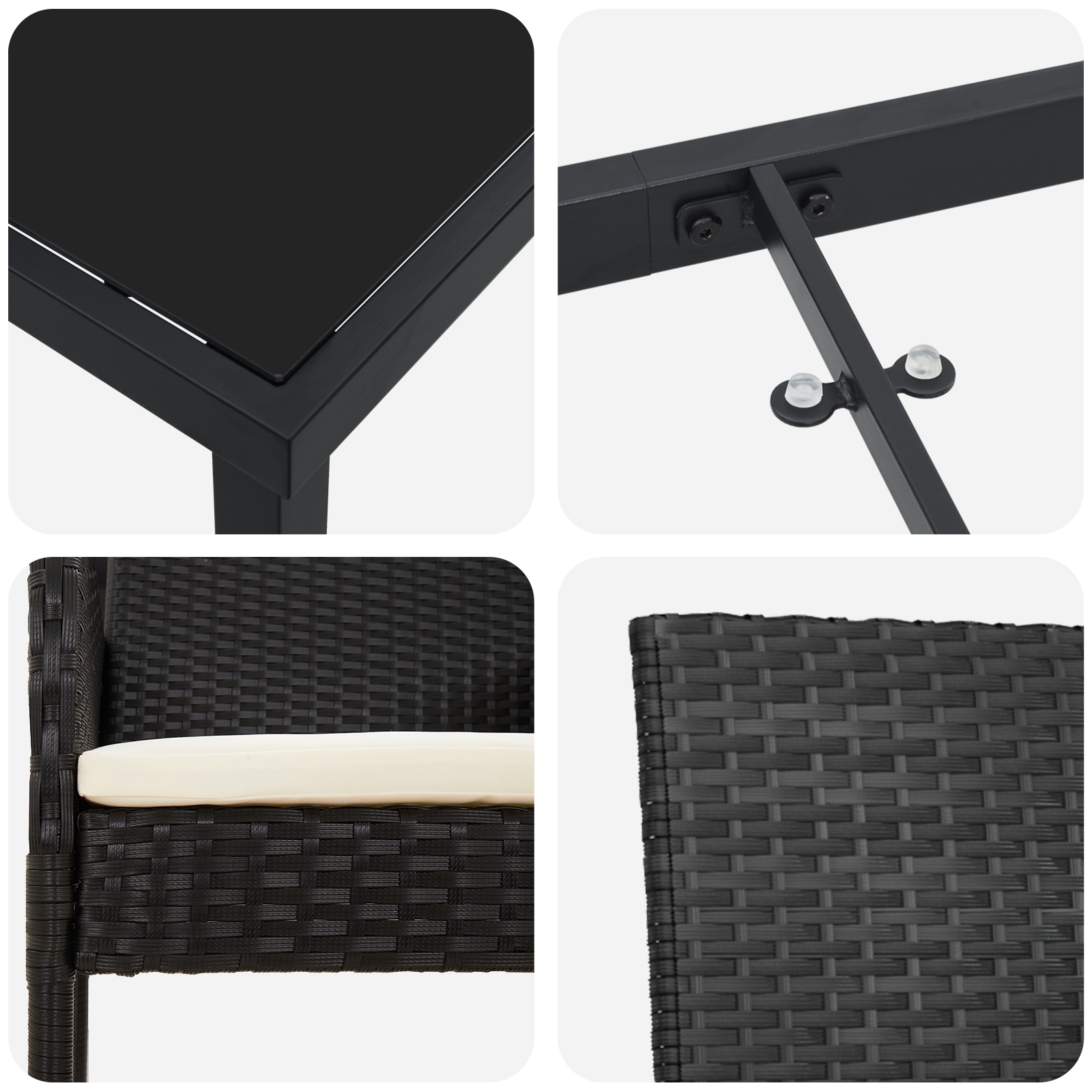 Set de masă pentru grădină cu pernă 5 pcs Negru Rattan poli - imagine 9