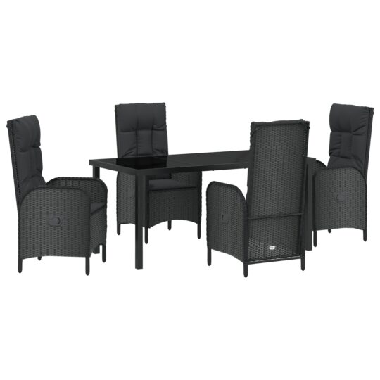 Alternative view of Set de masă pentru grădină cu pernă 5 pcs Negru Rattan poli