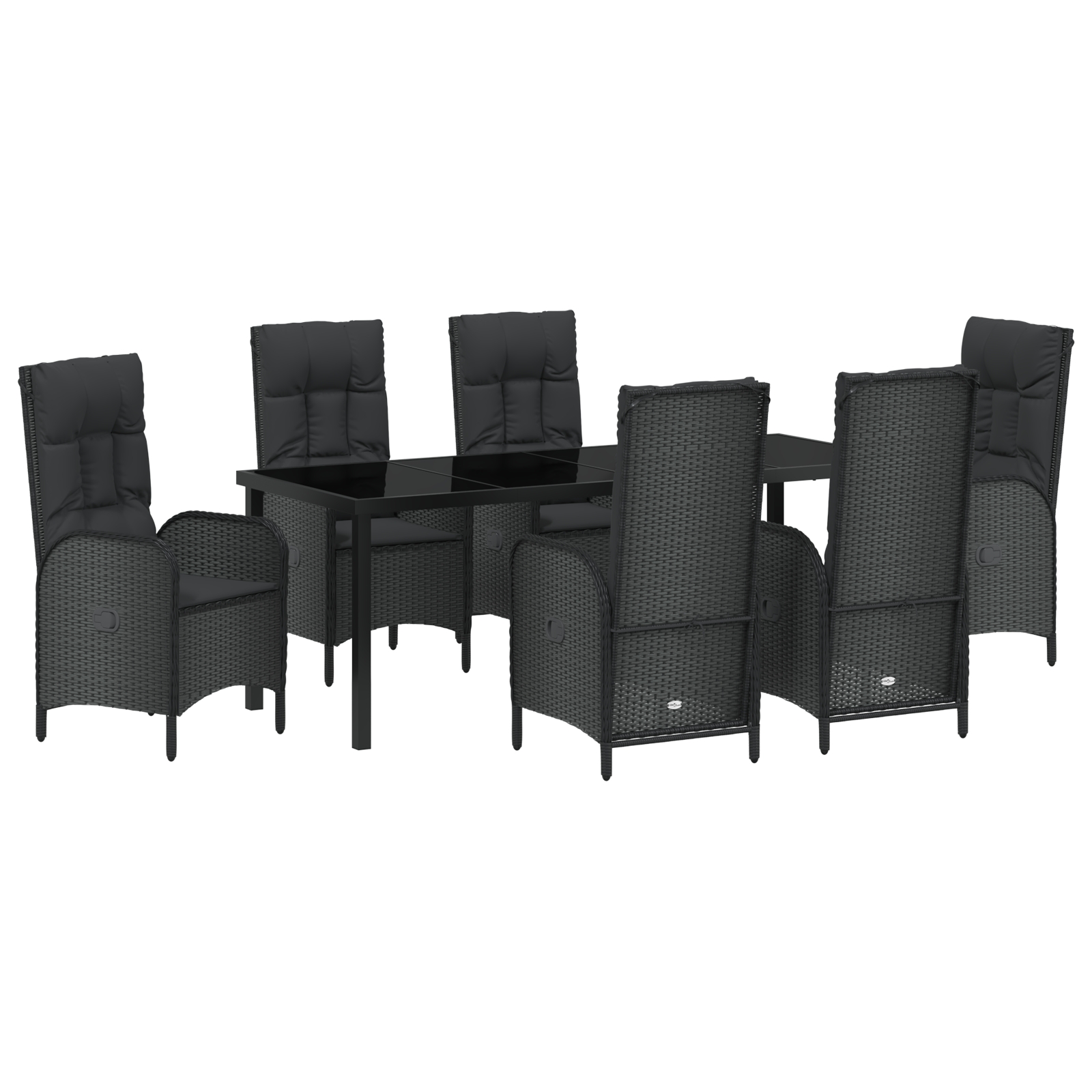 3380118 2 Set de Dining pentru Grădină 7 Piese Negru Ratan Polimeric Set de Dining pentru Grădină 7 Piese Negru Ratan Polimeric - imagine 2