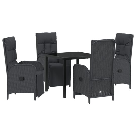 Alternative view of Set de masă pentru grădină cu pernă 5 pcs Negru Rattan poli