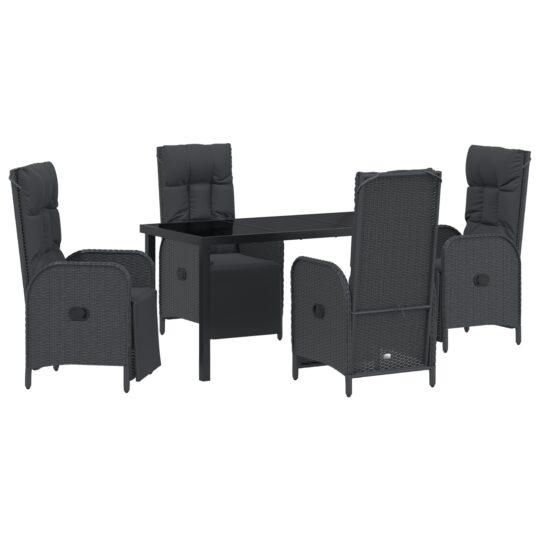 Alternative view of Set de masă pentru grădină cu pernă 5 pcs Negru Rattan poli