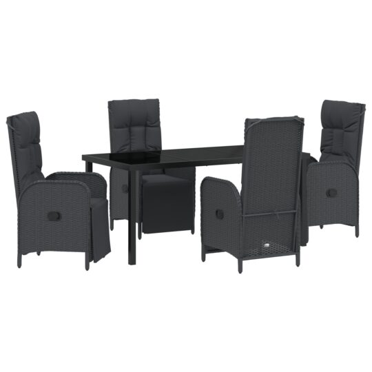 Alternative view of Set de masă pentru grădină cu pernă 5 pcs Negru Rattan poli