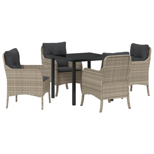 Alternative view of Set de masă pentru grădină 5 pcs Gri deschis Rattan poli