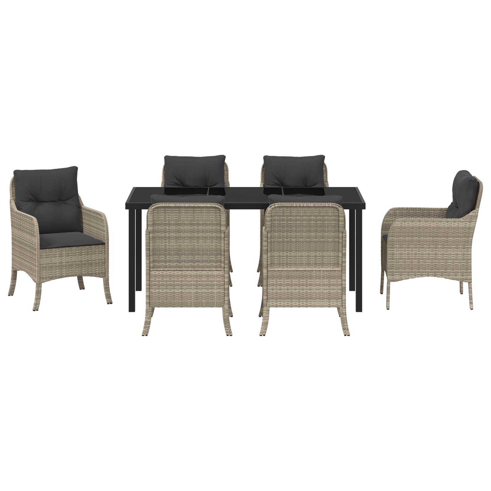 3380187 7 Set de masă pentru grădină 7 pcs Gri deschis Rattan poli Set de masă pentru grădină 7 pcs Gri deschis Rattan poli - imagine 7