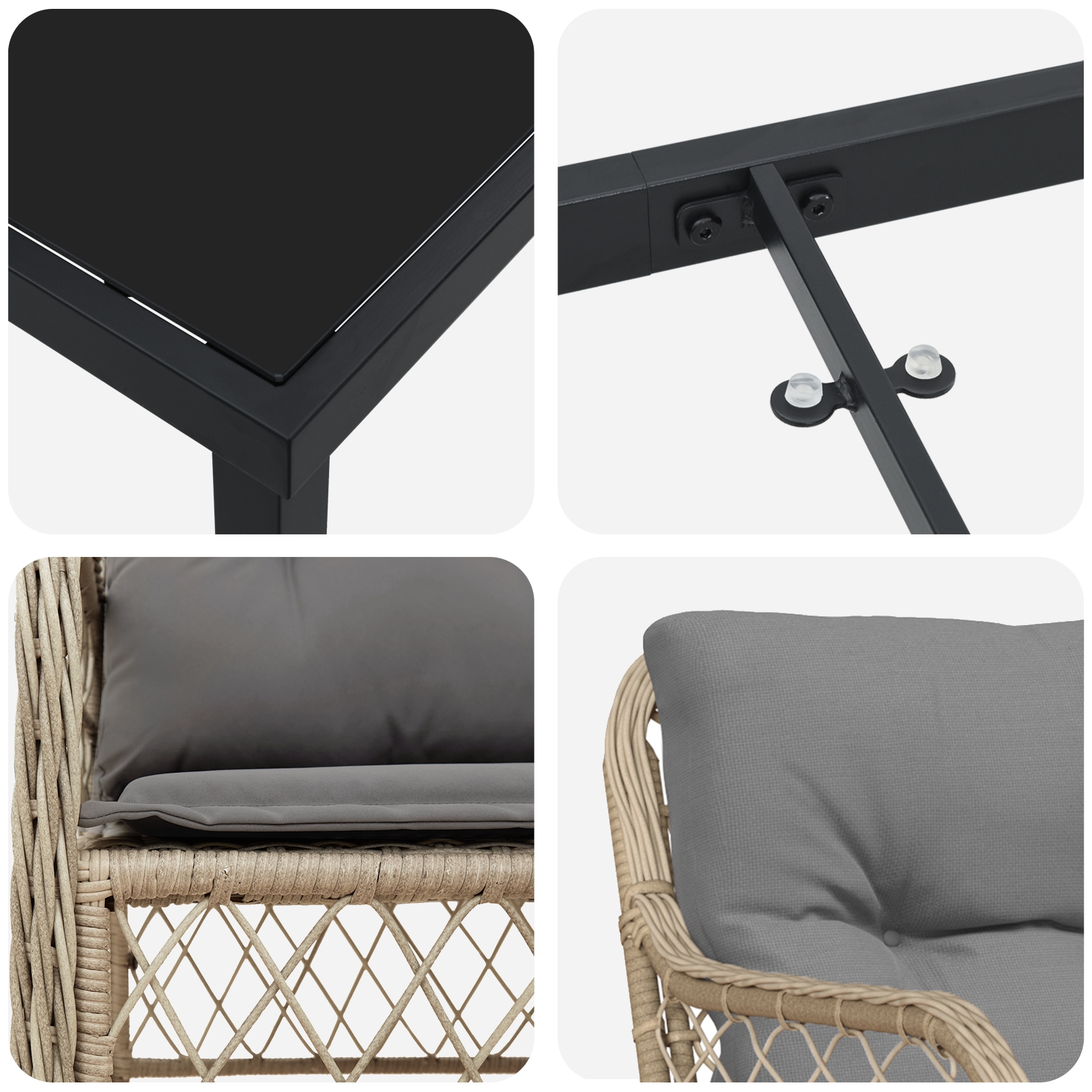 Set de masă pentru grădină cu pernă 5 pcs Bej Rattan poli - imagine 9