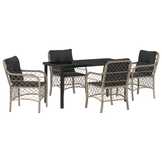 Alternative view of Set de masă pentru grădină 5 pcs Gri deschis Rattan poli
