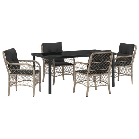 Alternative view of Set de masă pentru grădină 5 pcs Gri deschis Rattan poli