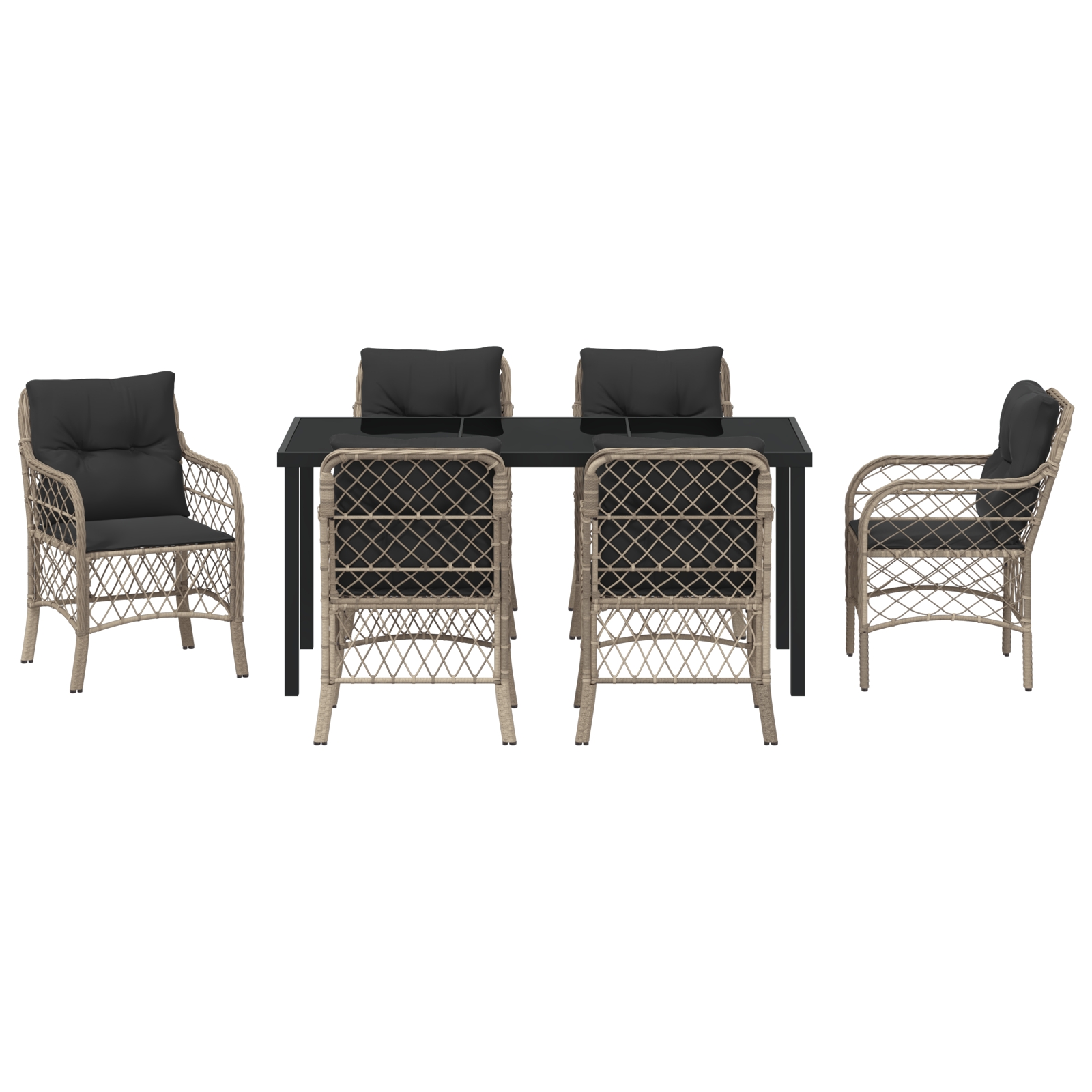 3380243 7 Set de masă pentru grădină 7 pcs Gri deschis Rattan poli Set de masă pentru grădină 7 pcs Gri deschis Rattan poli - imagine 7