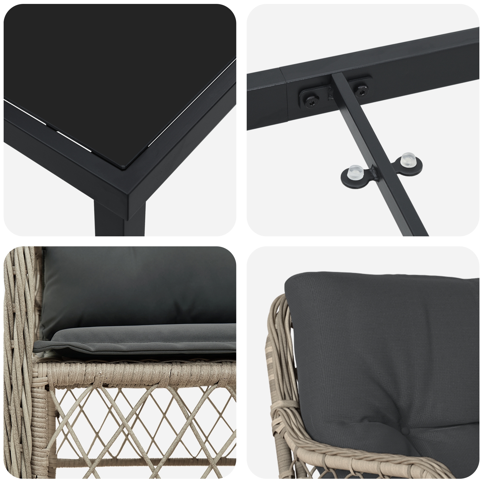 3380243 9 Set de masă pentru grădină 7 pcs Gri deschis Rattan poli Set de masă pentru grădină 7 pcs Gri deschis Rattan poli - imagine 9