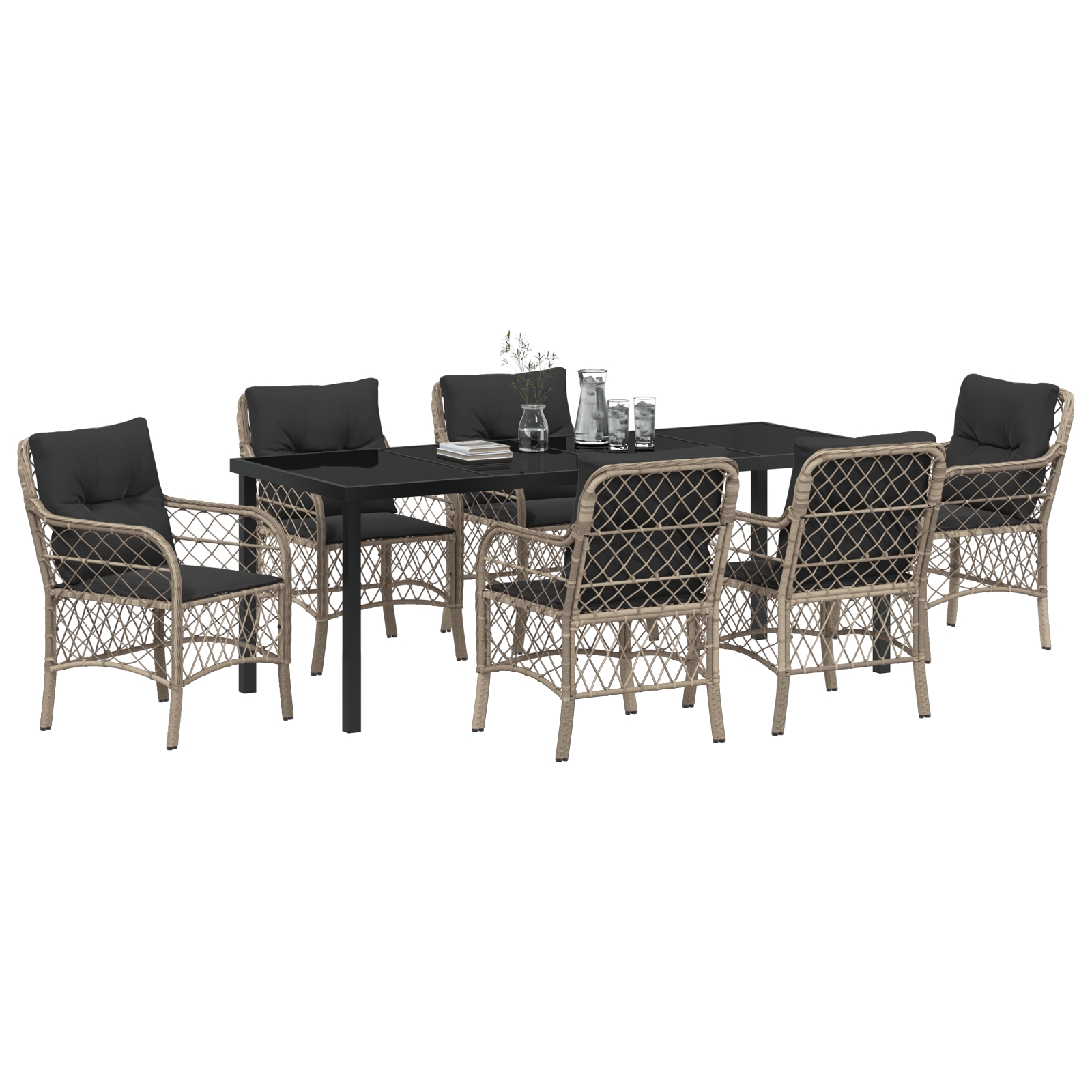 3380244 3 Set de Dining de Grădină cu Perne Gri Deschis Poliratan Set de Dining de Grădină cu Perne Gri Deschis Poliratan - imagine 3