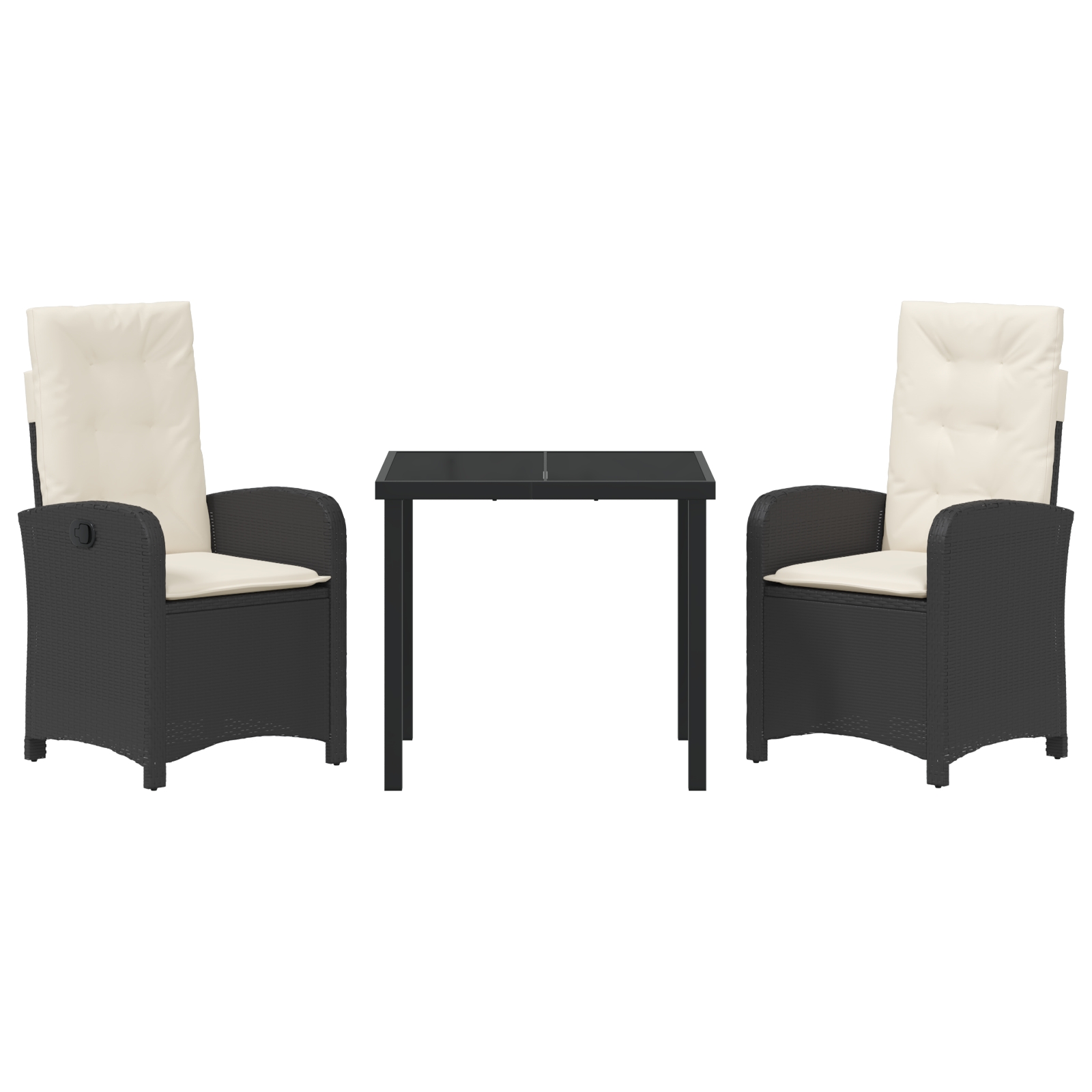 3380253 7 Set de masă pentru grădină 3 pcs Negru poliratan Set de masă pentru grădină 3 pcs Negru poliratan - imagine 7