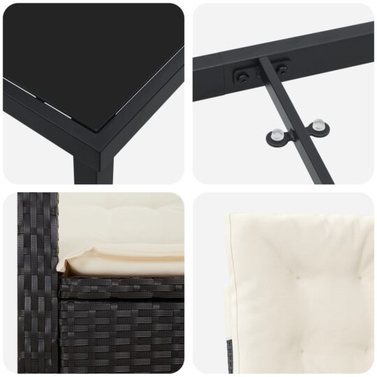 3380253 9 Set de masă pentru grădină 3 pcs Negru poliratan 3380253 9