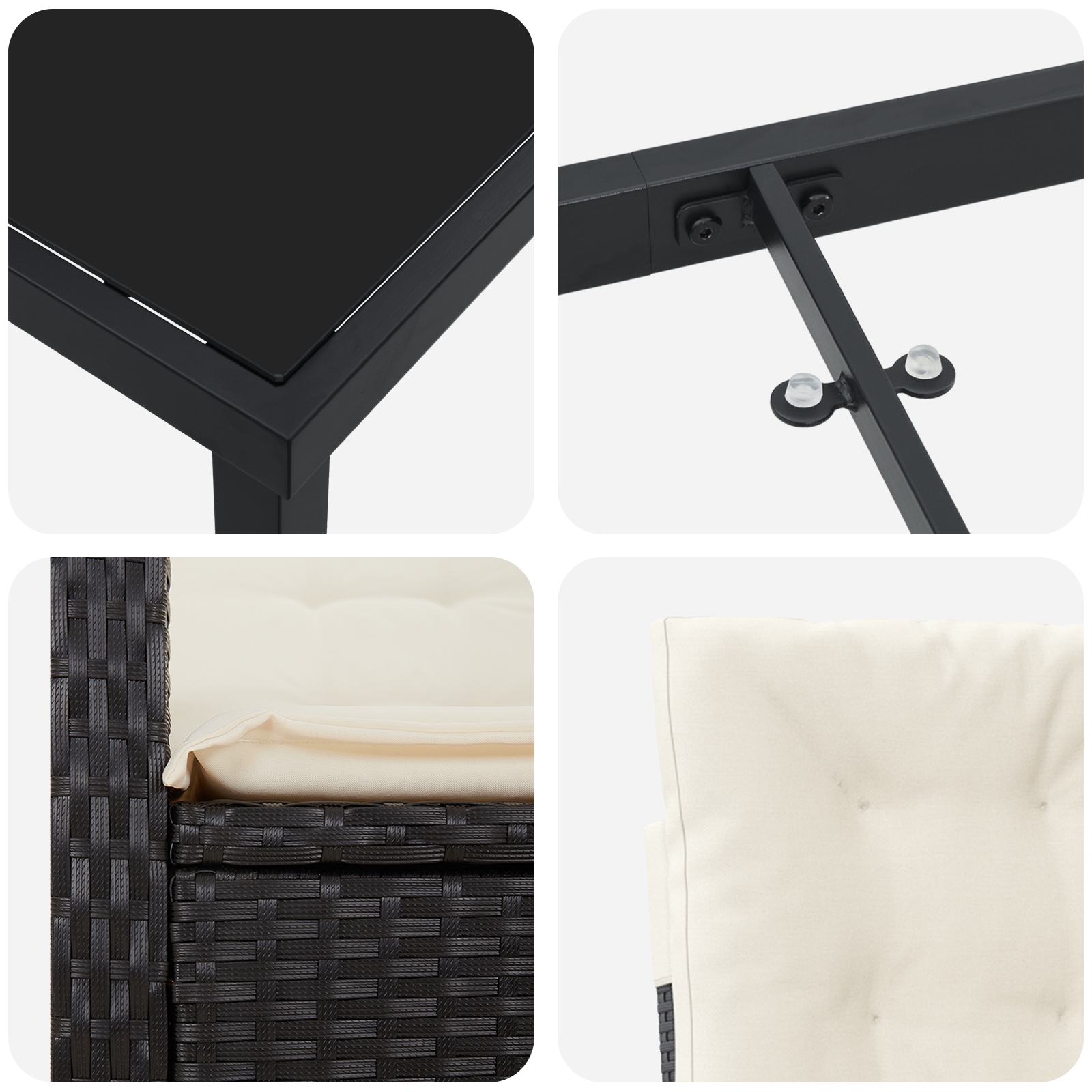 3380253 9 Set de masă pentru grădină 3 pcs Negru poliratan Set de masă pentru grădină 3 pcs Negru poliratan - imagine 9