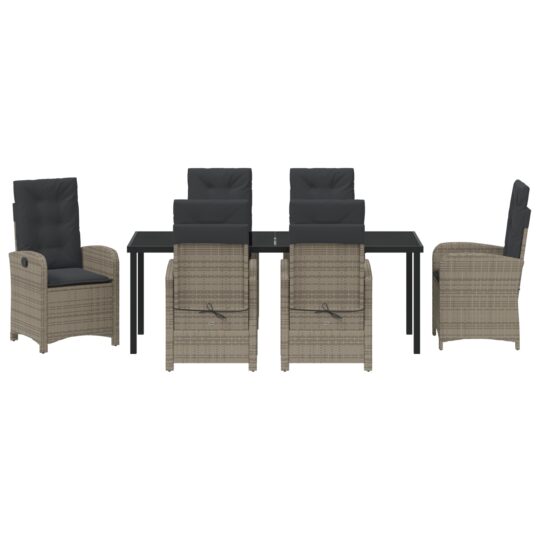 3380279 7 Set de Dining pentru Grădină de 7 Piese cu Perne Gri din Rattan Polimer 3380279 7